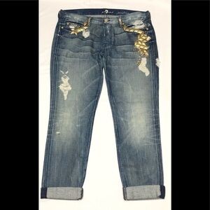 7 FAM Josefina Boyfriend Embellished distressed Jeans